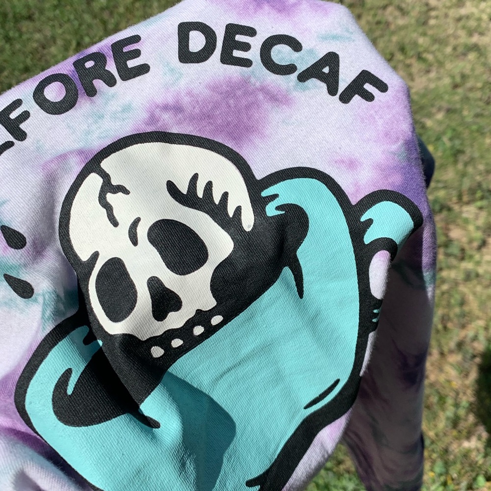 NWOT Death Before Decaf Tie Dye T-shirt Size S - Picture 5 of 7